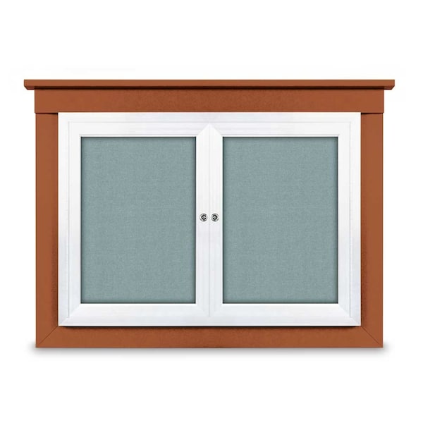 24"x36" 1-Door Enclosed Letterboard, Grey Felt/Walnut